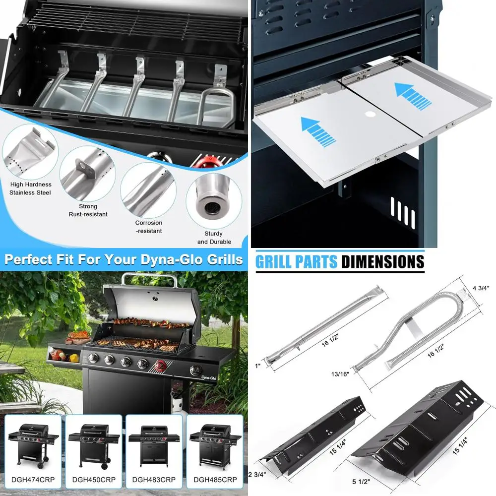 

Dyna-Glo 5-Burner Grill Parts: Drip Pan, Grease Tray, Heat Tents & Burners