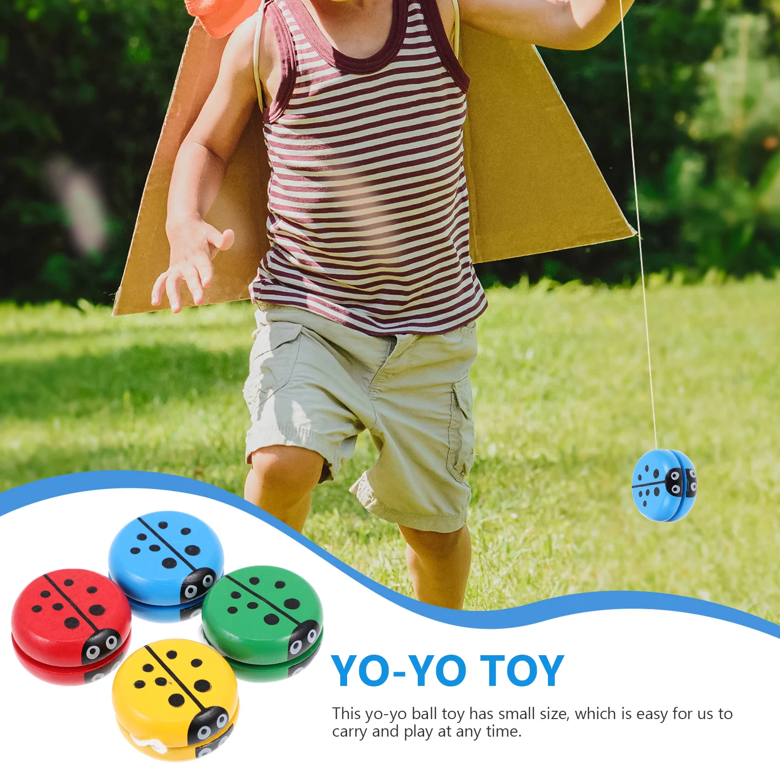 4 Pcs Yo-Yo Wooden Kids Yoyo Childrens Toys Puzzle Lovely Balls Baby Educational Plaything