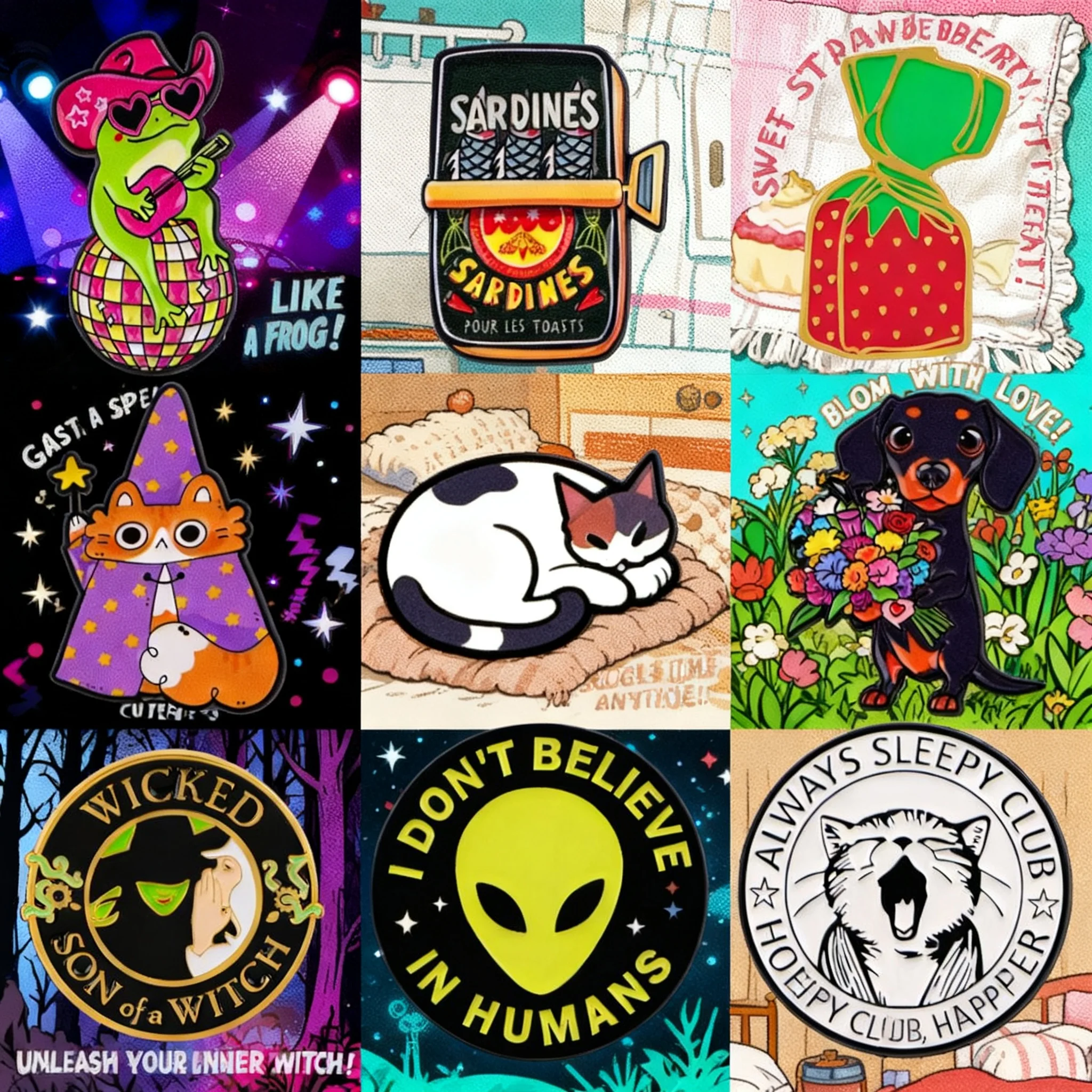 Cute Cat Magician Enamel Pin Cartoon Alien Badges Women's Brooches Hat Lapel Pins Cosplay Accessories Toys Gifts for Backpack