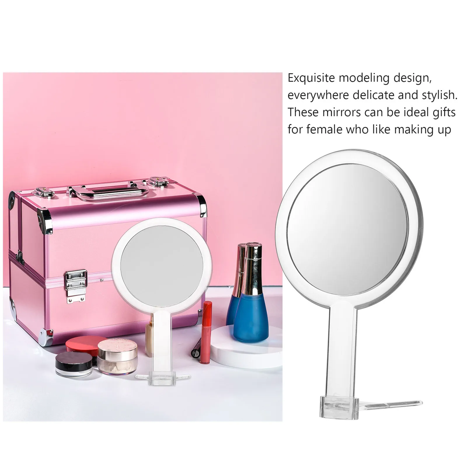 

1 шт. акриловое настольное зеркало для макияжа, двустороннее, съемное, портативное, с устойчивым основанием, прозрачная поверхность, для женщин