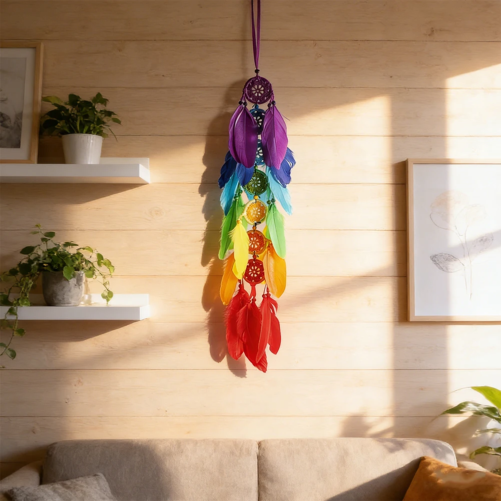 Boho Rainbow Feather Multi Layer Dream Catcher for Home Bedroom Wall Decor Bohemian Ornament Supply Wholesale