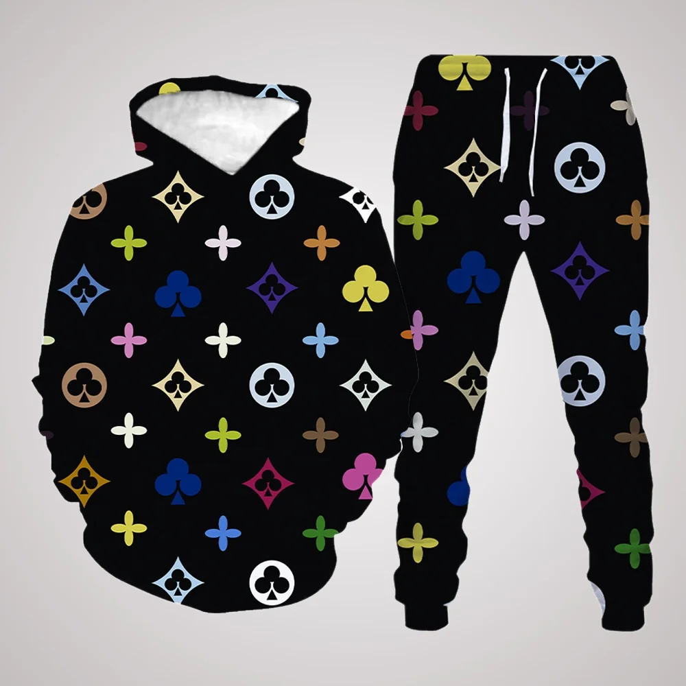 25/26 Hoodie Set Fashionable Light Luxury 3D Printed Autumn/Winter Adult Men's and Women's Same Top Long Pants Bathroom Pants