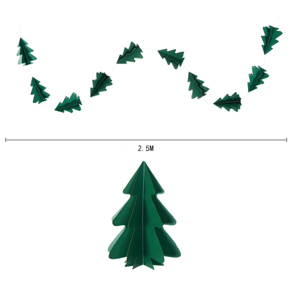 

3D Mini Christmas Trees Garland Hanging Banner Decorations 2M For Wall Fireplace Party Background Christmas Bunting