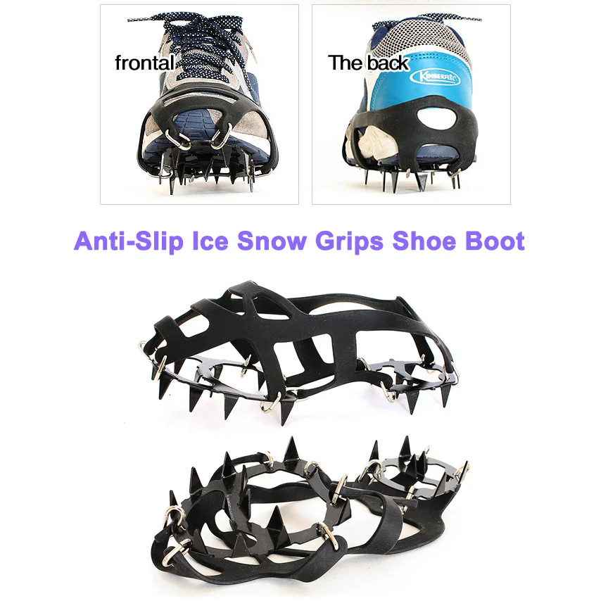 

1 Pair 18 Teeth Anti-slip Ice Snow Grips Shoe Boot Traction Cleat Spikes Crampon Shoes Boots Covers Climbing Equipment Antislip
