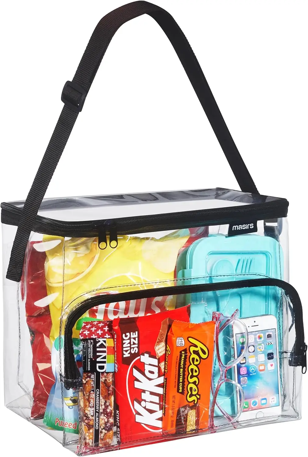 

Clear Lunch Bag, Durable PVC Plastic Stadium Approved with Adjustable Shoulder Strap, Medium