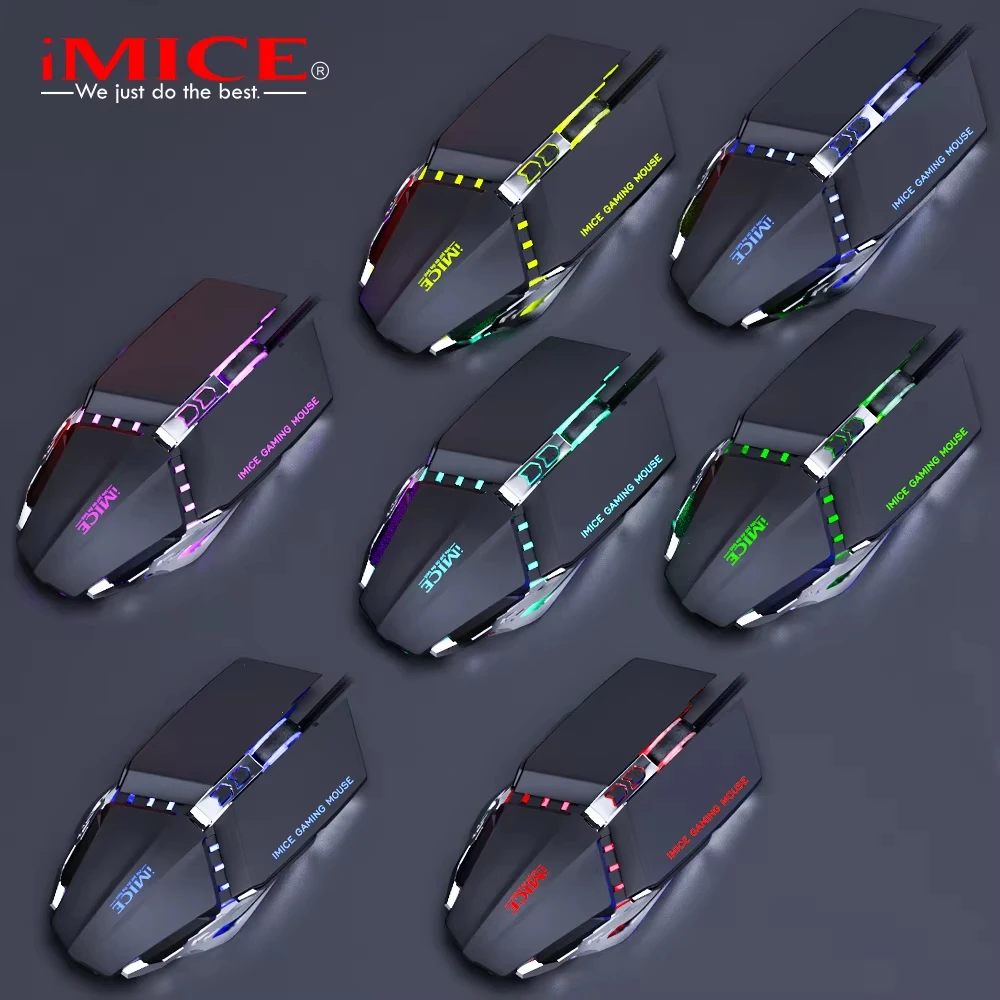 IMICE T80 USB Wired Mouse Colorful LED Gaming Mouse 3200 DPI Wired Mice Optical Wired Gamer Mouse For Desktop Laptop PC Computer