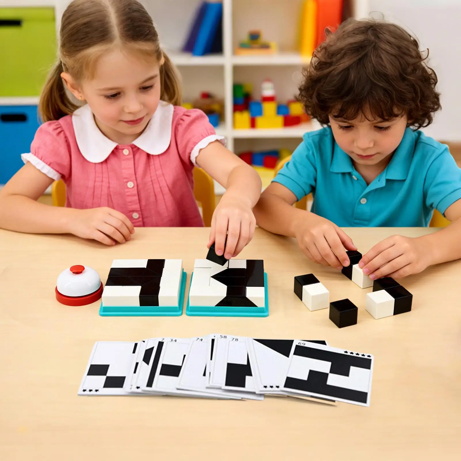 Block Games Educational Tabletop Activity With Storage Tray Logic Jigsaw Puzzle For Classroom Preschool Kindergarten Easter