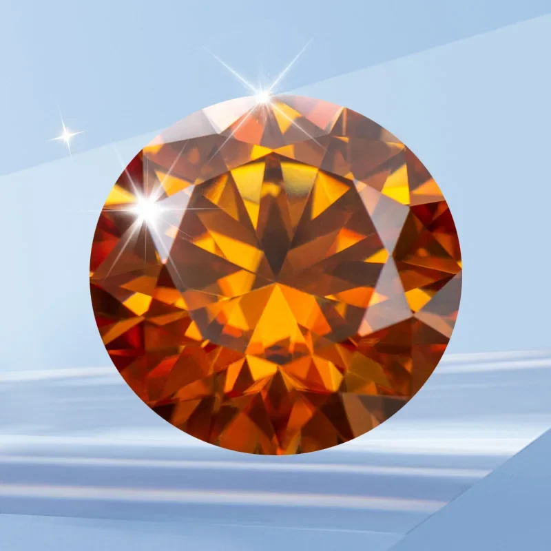 

Moissanite Diamond Round Cut Orange Color Lab Grown Synthetic Gemstone Charms for Jewelry Making Materials with GRA Certificate