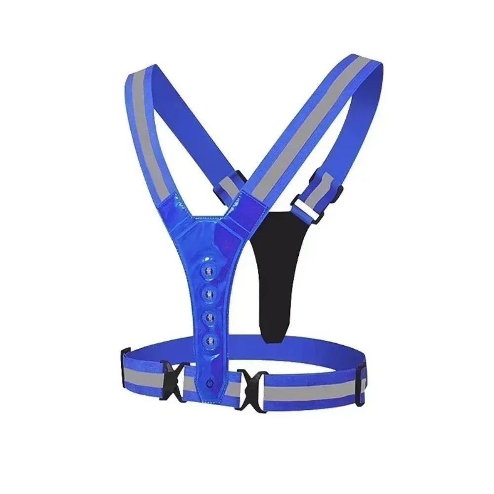 

High Visibility Cycling Vests Adjustable 3 Light Modes Safety Reflective Vest Flashing Elastic LED Running Light