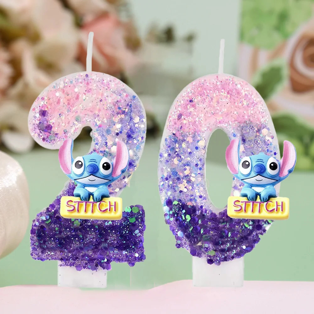 Lila Pulver Farbverlauf Stich Cartoon Geburtstagskerze