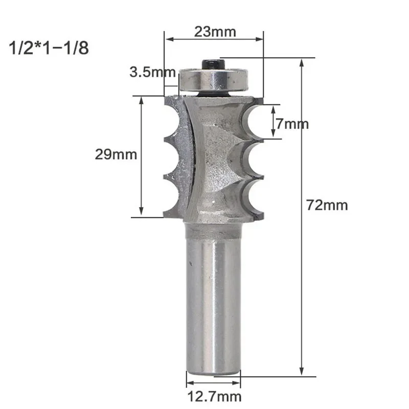 1PC 1/2 "12,7 MM Schaft Fräser Holz Carving Triple Bead/Säule Form Router Bit Holzbearbeitung Werkzeuge woodruff Keyseat Bits