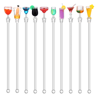 10pcs Mixed Drink Stirrers Muddler Cocktails Set Plastic Shaker Whiskey Mixing Glass Acrylic Sticks Swizzle Stirring Rods For