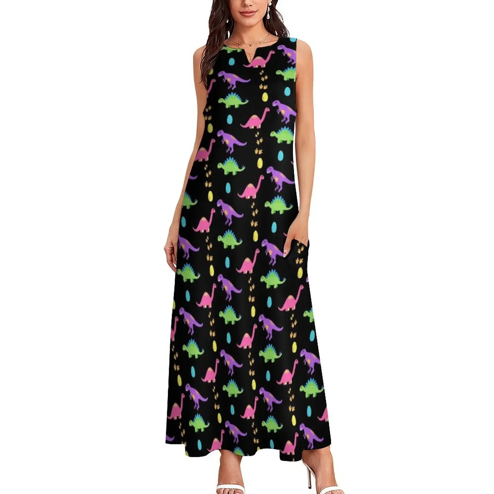 Dinosaur Fields Long Dress Party dresses women