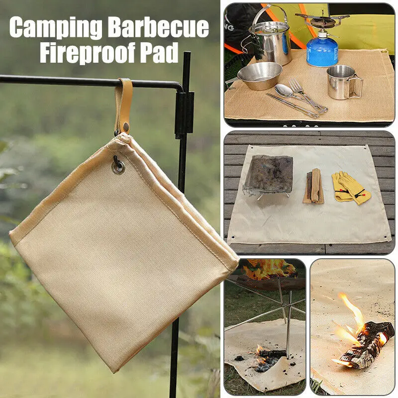 Camping Fireproof Mat Grill Stove Mat Portable Barbecue Picnic Mat Cloth Fire Retardant Blanket Barbecue Protective