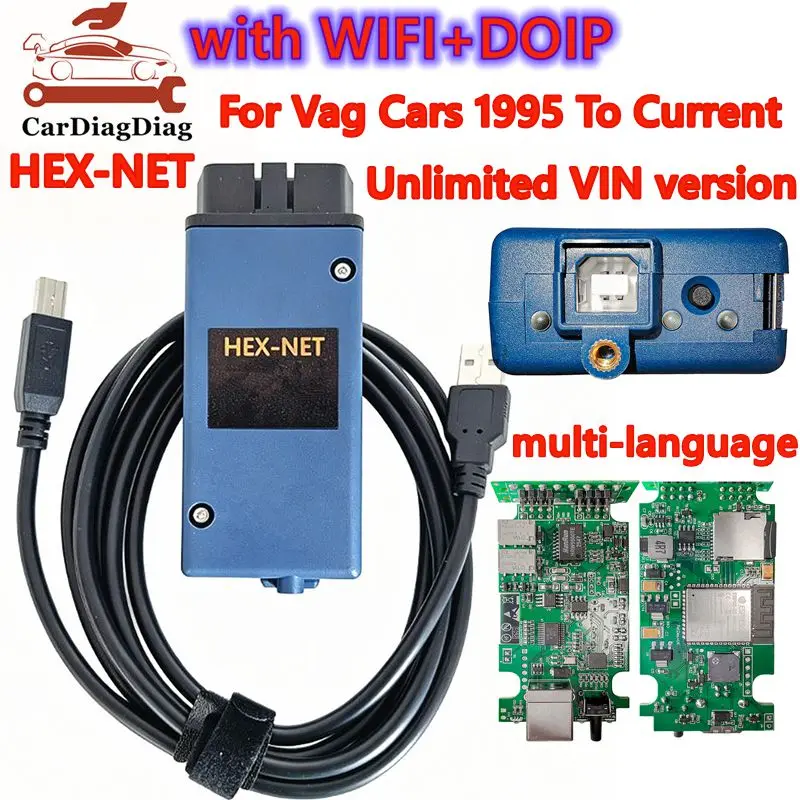 Latest  V26.3 HEX-NET with WIFI+DOIP Car Diagnosis Tool HEX Work For VW For AUDI For Skoda For Seat For Vag Car 1995 to Current