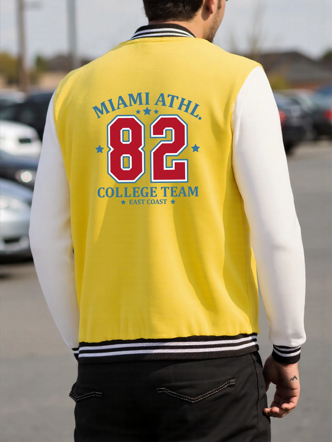 

Мужская бейсбольная куртка Miami Athl College Team Number 82, флисовое пальто в стиле Харадзюку, спортивная повседневная одежда, свободные топы на пуговицах для мужчин