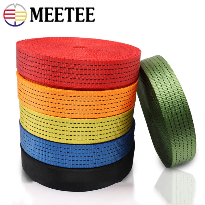 5Meters 25/38/50mm Nylon Webbing 1.2/1.6/1.8mm Thicken Ribbon Car Tension Rope Safety Belt Luggage Fixed Strap Sew Accessories