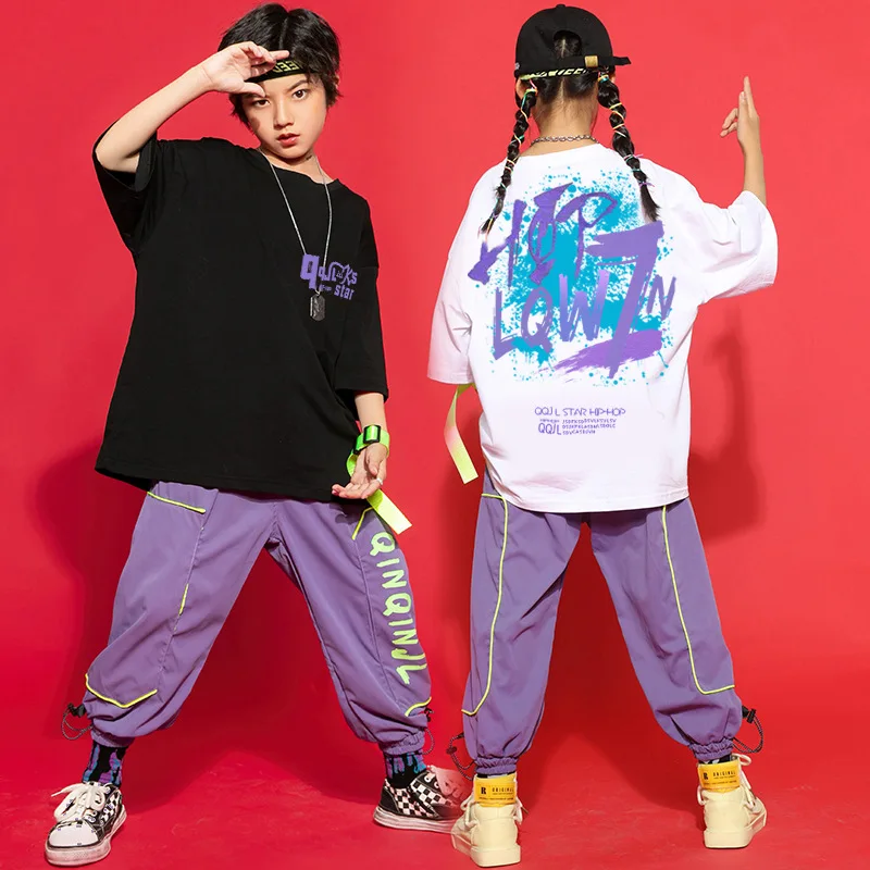 Children's Dance Clothes Girls Loose Practice Clothes Hip Hop Stage Clothes Boys Jazz Dance Performance Clothes