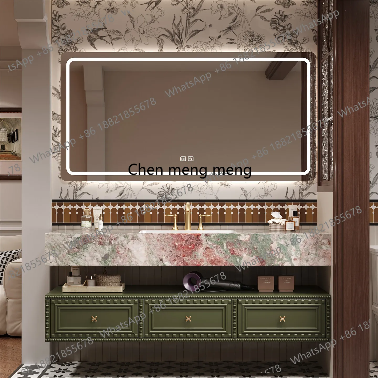 French retro bathroom cabinet combination bathroom washstand bathroom cabinet solid wood, washbasin cabinet