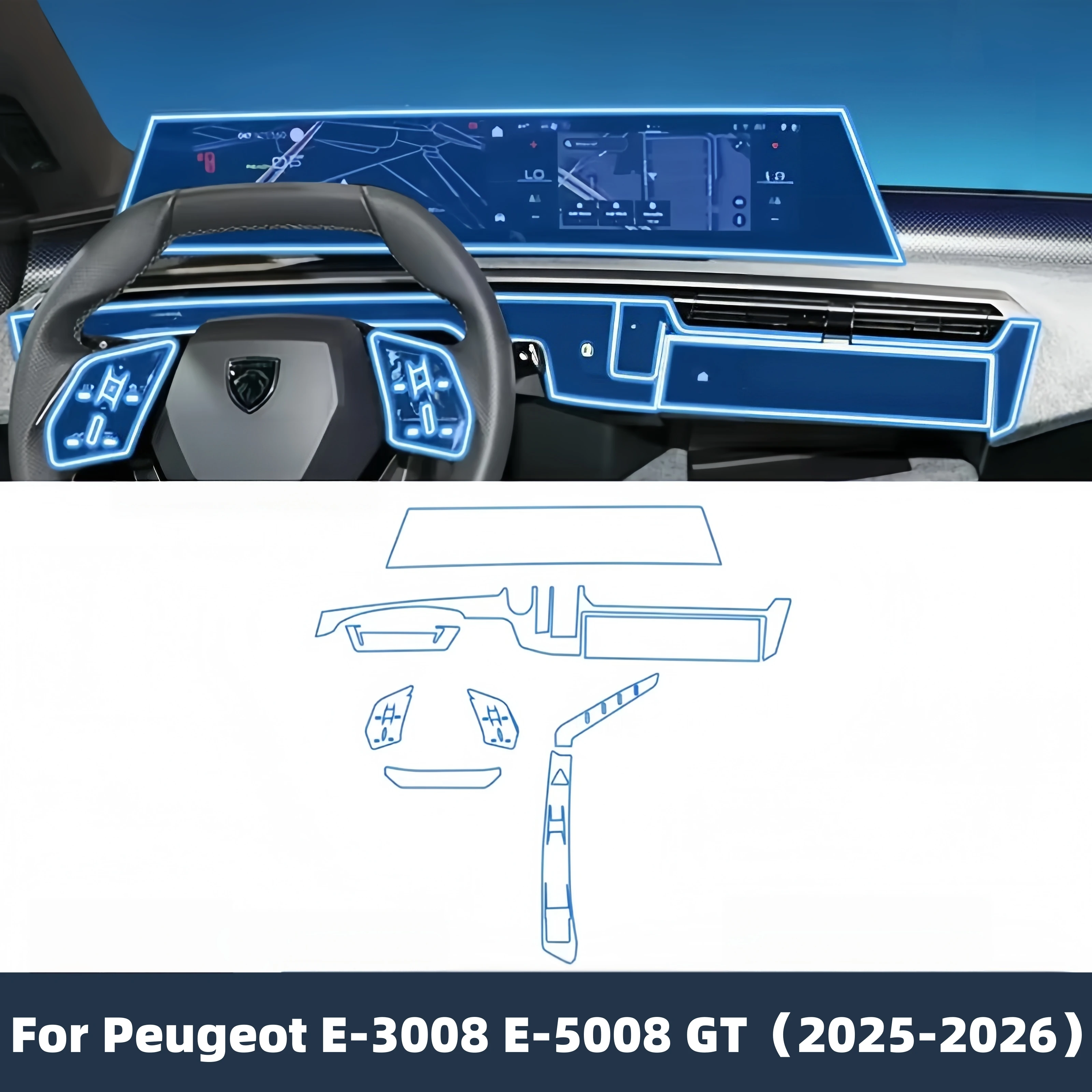 For PEUGEOT 3008 E-5008 GT 2025 Panel Navigation Screen Automotive Interior Protective Film Anti-Scratch Accessories