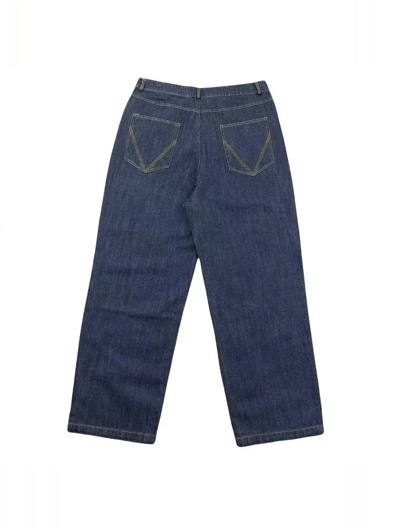 

Indigo Japanese Retro Wide Leg Jeans mid High Waist Men's Spring Summer Trendy Loose Straight Casual Pants