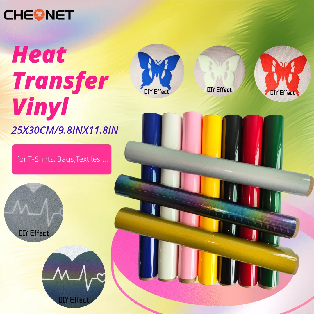 2026 CHEONET HTV Kit --- 10PCS 25X30cm/9.8x12in 3D PUFF Heat Transfer Vinyl T-shirt Iron On HTV Film Printing Plotter Heat Press