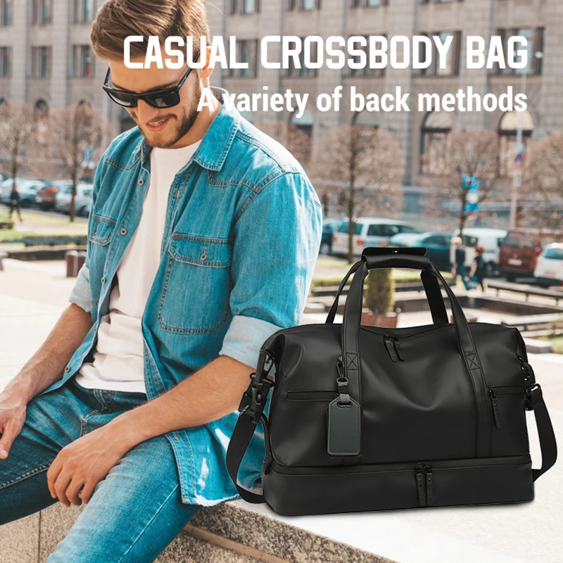 

Travel Bag Large Capacity Carry On Luggage Bags Men Outdoor Shoulder Tote with Shoes Compartment Dry Wet Separation Gym Handbags