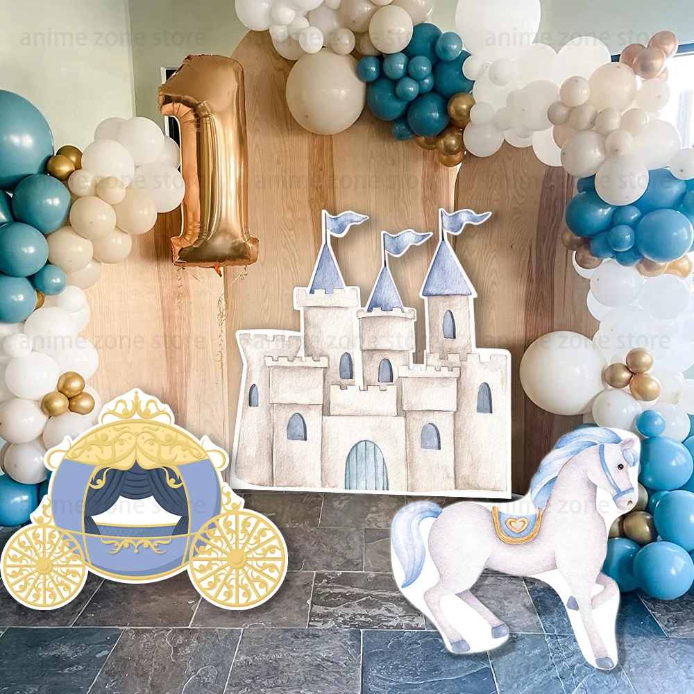 Castle Carriage Party Cutout Board Kids Birthday Party Decoration Blue Carriage Cardboard Wedding Baby Shower Supply Photo Props