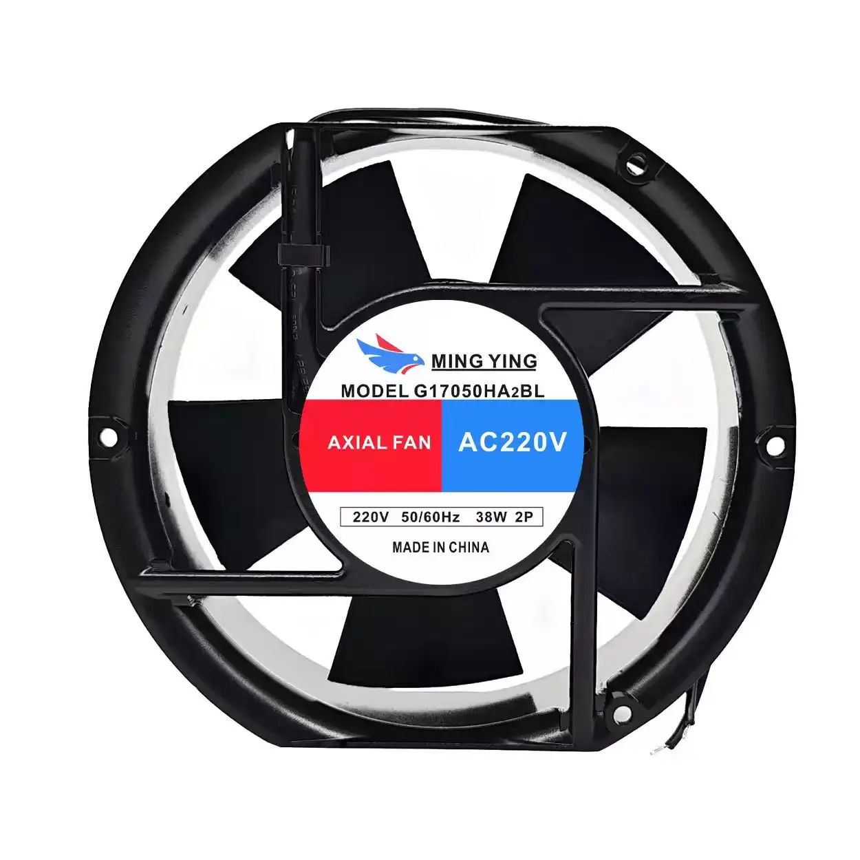 For MING YING G17050HA2BL AC 220V 38W 17251 172x150x51mm Metal Frame Dual Ball Bearing Lead Wire Server Inverter Chassis Fans