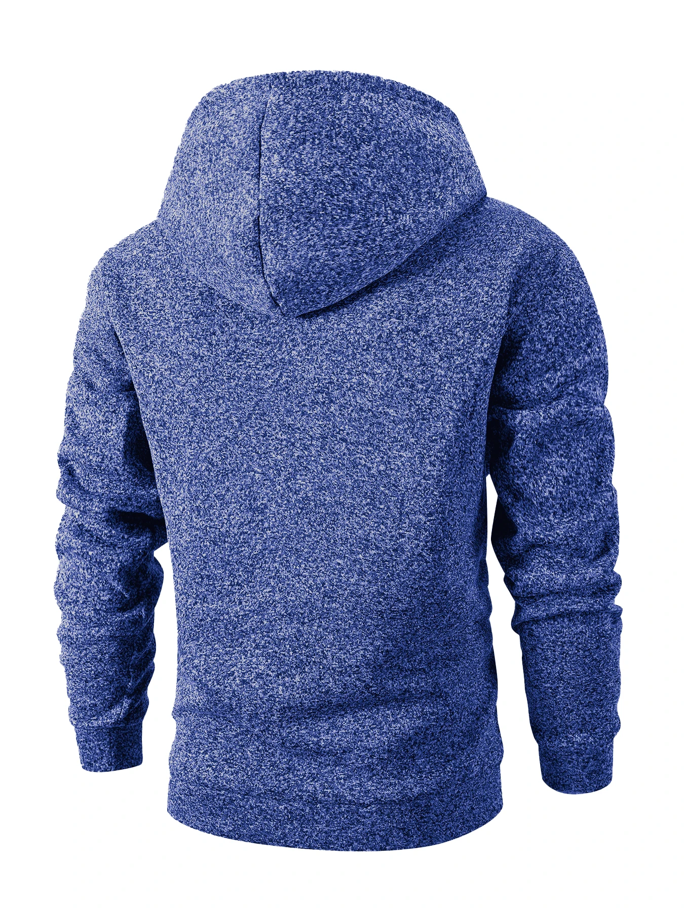 Minimalist Heather Knit Full Zip Hooded Sweatshirt For Men Fleece Lining Adjustable Hood Classic Hand Pockets Ribbed Trims