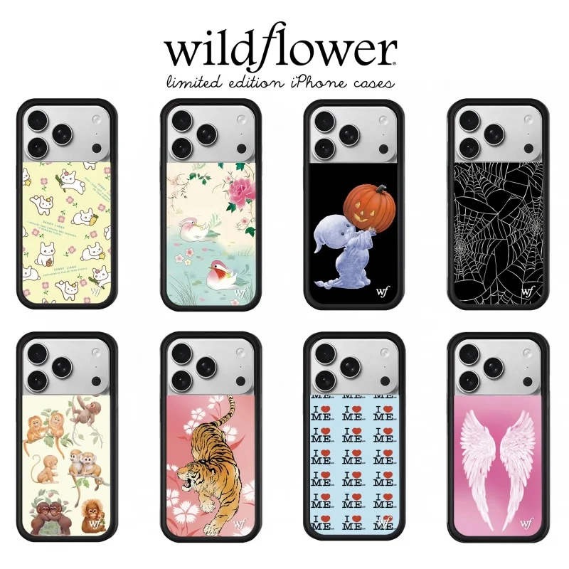 

Luxury Carnival Little ghost Wildflower Phone Case for iPhone 17 12 13 14 15 16Pro Max Plus WF Kitten Sheep Monkey Pig cover﻿﻿﻿﻿