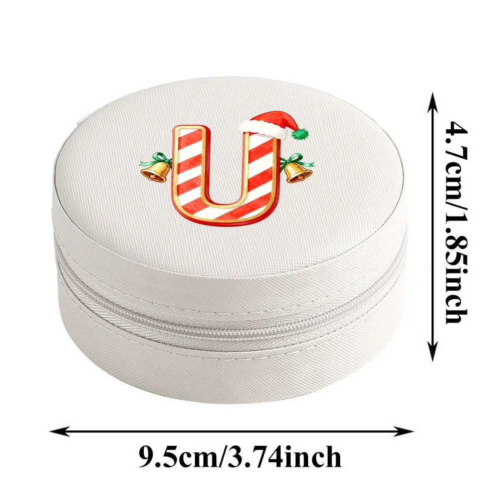 Boîte de rangement de bijoux multifonctionnelle, 1 pièce, étui pour boucles d'oreilles anti-poussière en PU, sac de rangement circulaire, cadeaux de noël, motif de clochettes