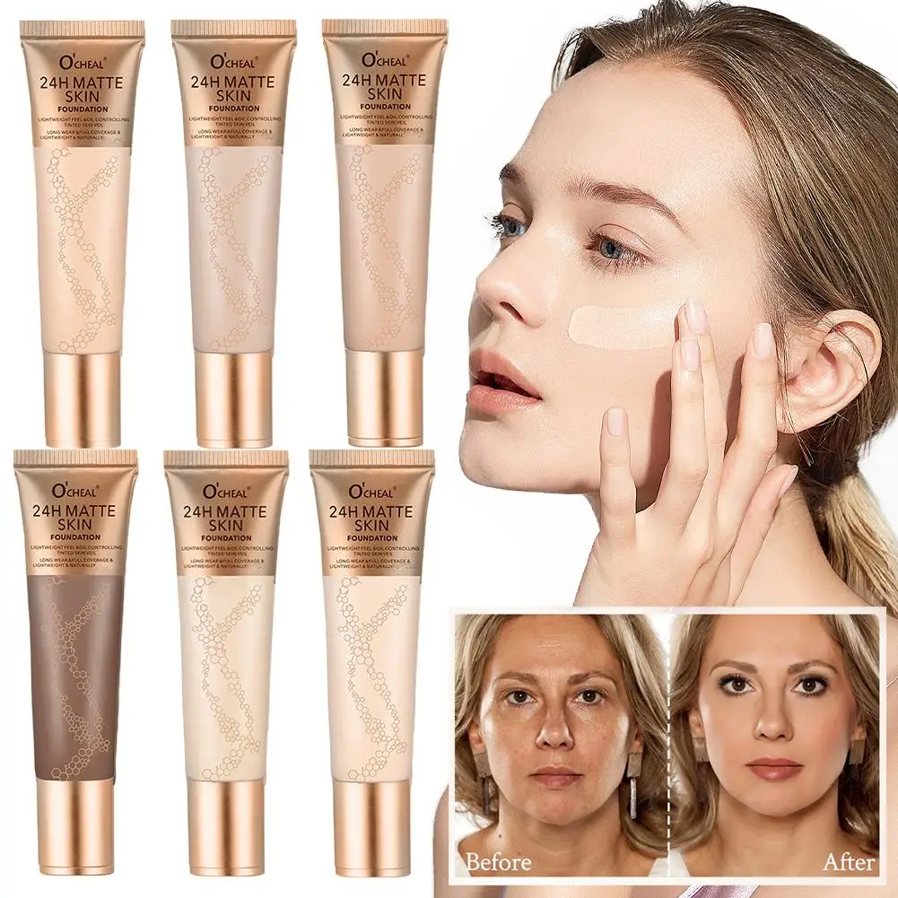 Face Foundation Cream Oil-Control Matte Cream Waterproof Makeup Professional Concealer Lasting Full Coverage Matte Base Liq Q3E1