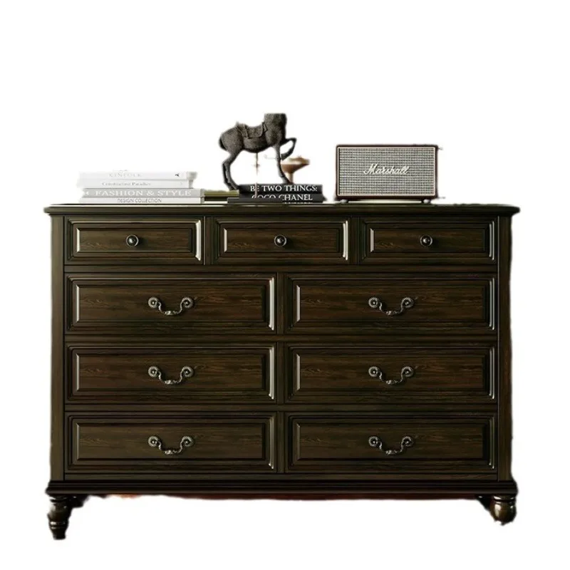 

Solid wood chest, rural style, nine chest cabinets, living room, drawer type, bedroom, storage, porch