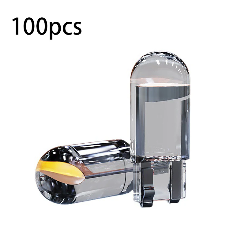 

100pcs W5W Led T10 Car Light COB Glass 6000K White Auto Automobiles License Plate Lamp Led Dome Read DRL Bulb Style 12V