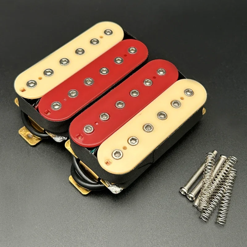 Guitar Humbucker 12 Adjustable Hex Screw Dual Coil for 6-String Electric Guitar Coil Splitting Pickup N7.5K/B15K Ivory/Red