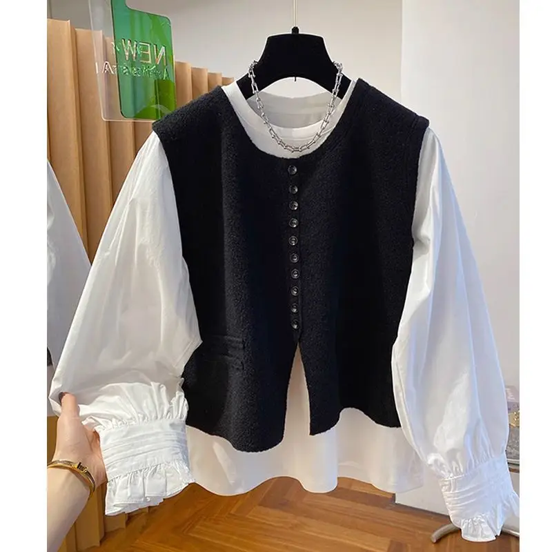 

Two Piece Women's 2025 New Causal Layered Round Neck Suit Top