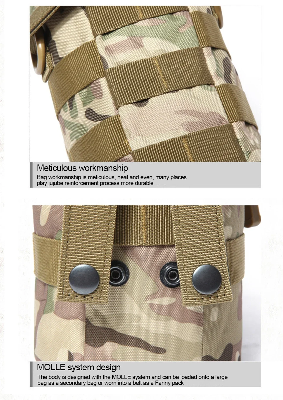Outdoor Molle Wasserkocher Träger Wasserflasche Tasche Tasche Halter für Reisen Camping Wandern Radfahren Angeln Jagd – Detail 18