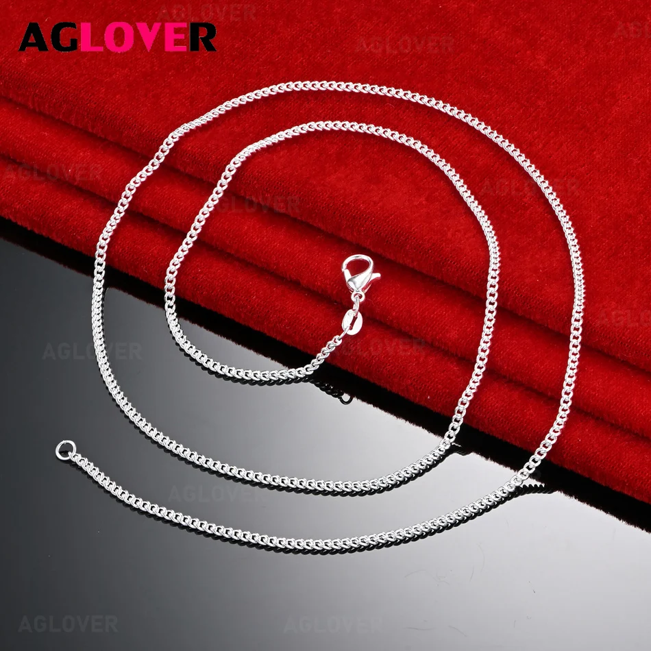 

AGLOVER 925 Sterling Silver O-shaped Chain 2mm Necklace Women's Retro Versatile Personalized Engagement Jewelry