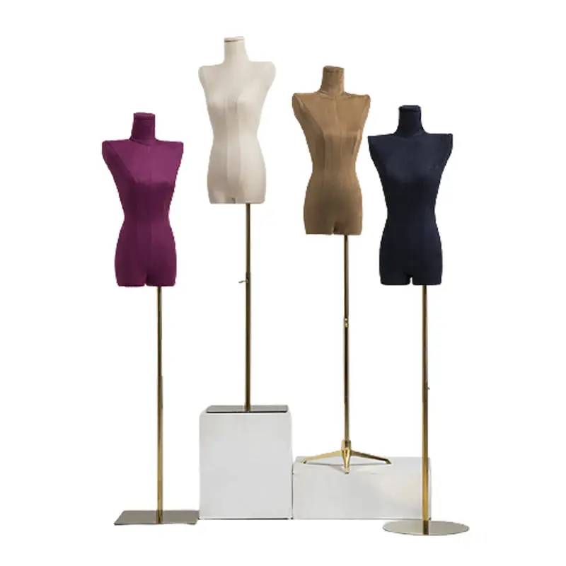 

Flexible Mannequin Torso Dress Form Clothes Display Flat Shoulder Velvet Upper Half Body Mannequin