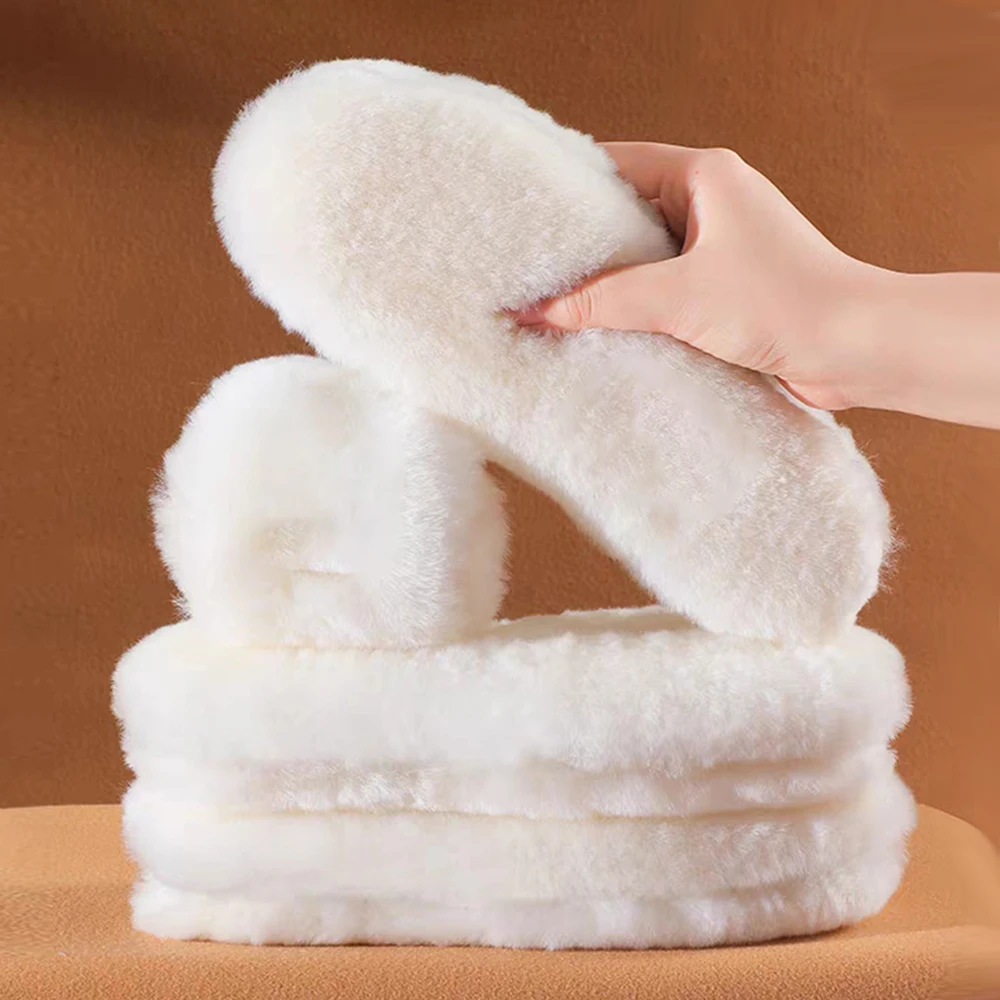2 Pairs Genuine Thick Sheepskin Fleece Insoles for Shoes Woman Man Winter Feet Warm Insole Premium Fluffy Wool Shoe Soles