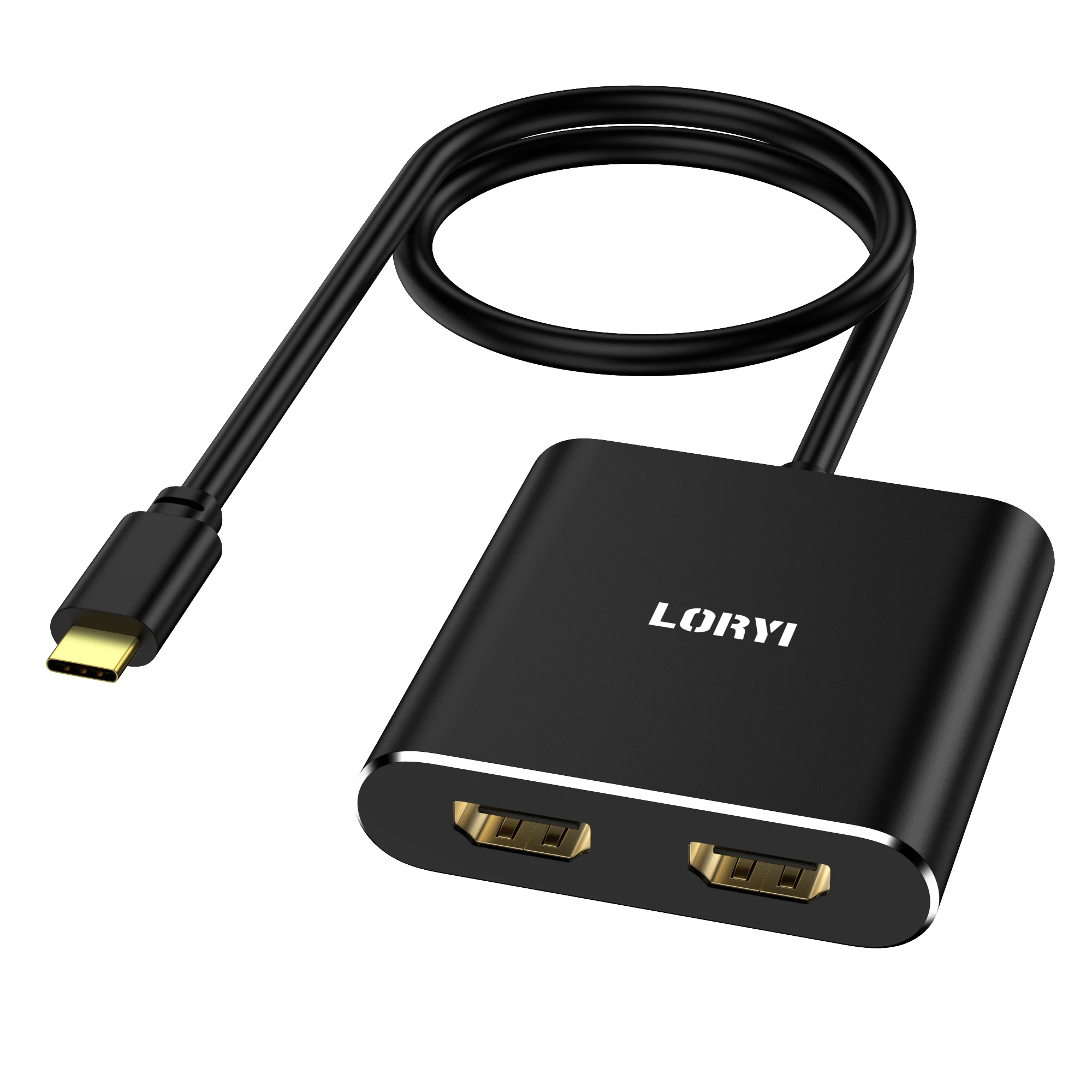 LORYI Type C To Dual HDMI Hub For 2 Monitors For Laptop 4K@60Hz USB C To2*HDMI Docking Station multiport adapter For Projector