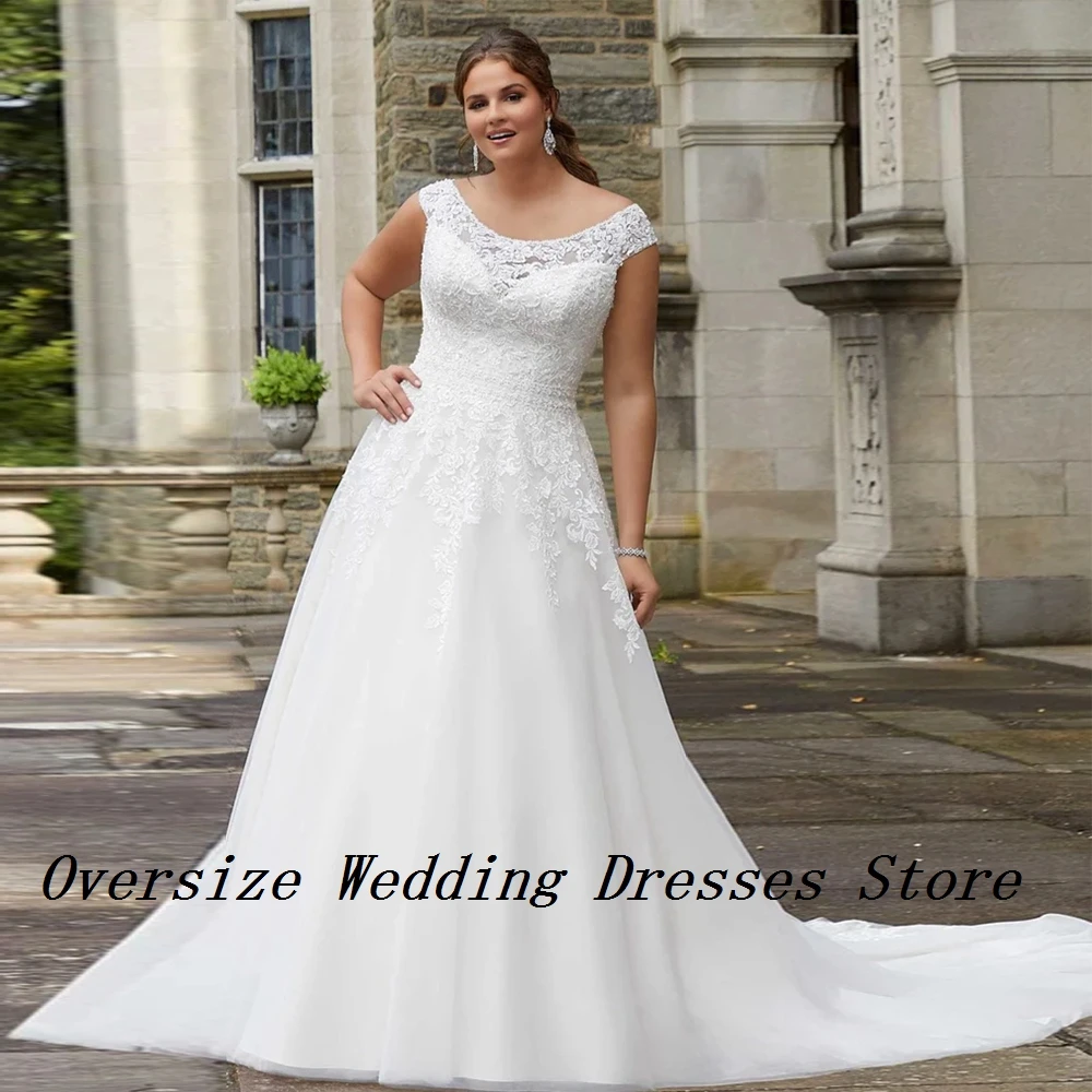 Scoop Plus Size Wedding Dresses with Lace 2024 Sleeveless Plus Size Bridal Gowns for Women Summer New Lace Vestidos De Novia