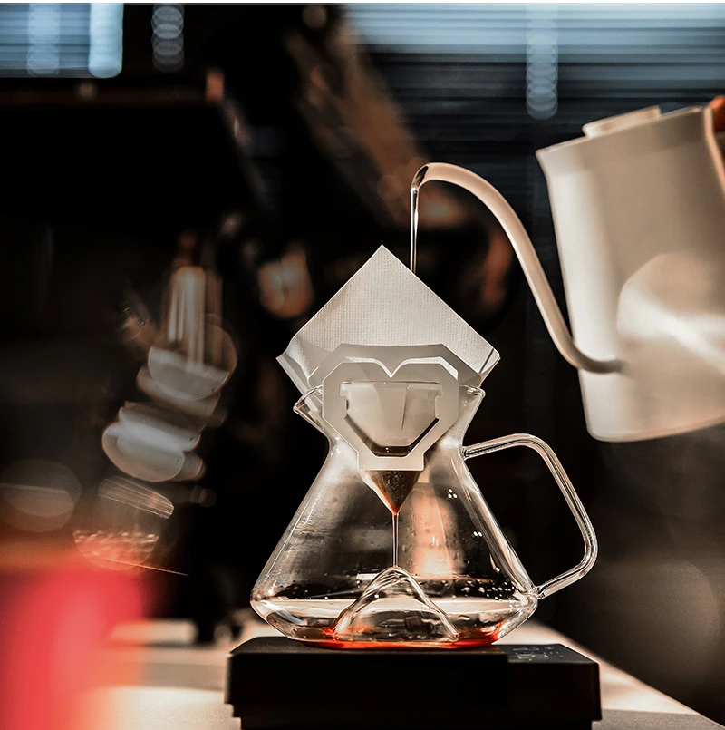 MHW-3BOMBER Hill Coffee Server Guide Extraction Pour Over Coffee Server Ergonomic Handle High-Borosilicate Glass For Barista