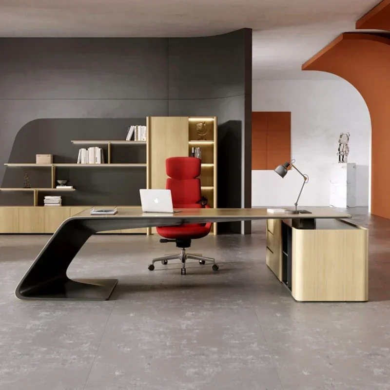 #Minimalist Japanese Luxury Office Desk High-end Fashion Oak Light Luxury Simplicity Office Desk Luxury Tavolo Trendy Furniture
