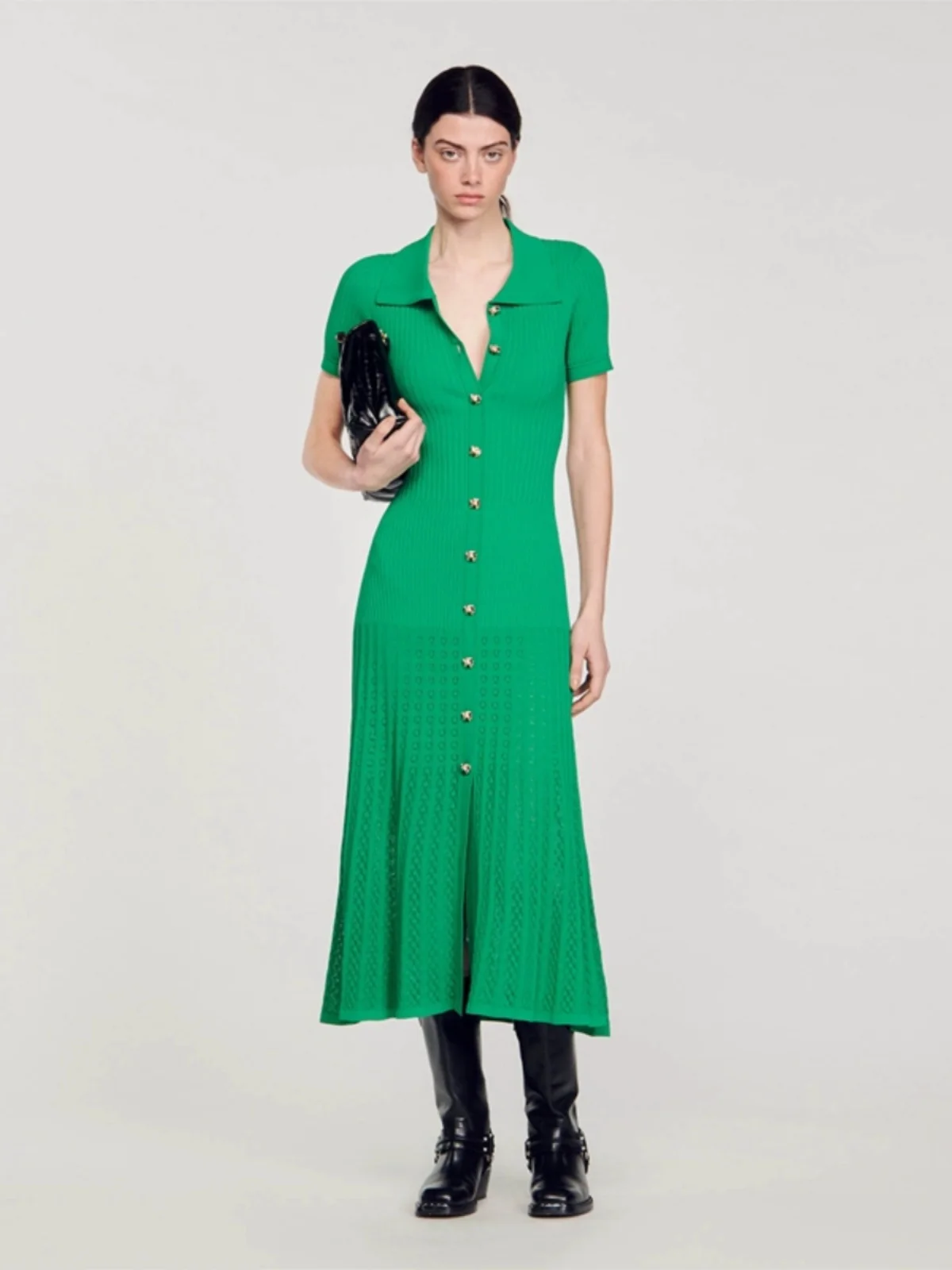 

Женская модная длинная вязаная юбка MaSandeS весна 2024 с высокой талией, А-силуэт, с вырезами, в офисном стиле