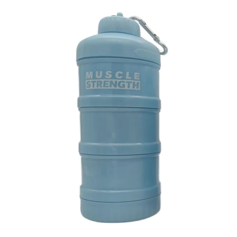 

1/2/3-layer Plastic Protein Powder Box Portable with Mountaineering Buckle Funnel Fitness Supplement Bottle Durable