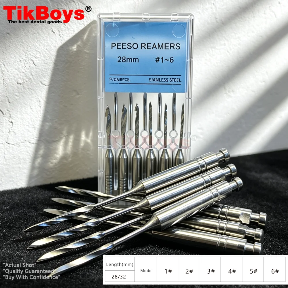 1 Pack(6pcs) Dental Peeso Reamer 28mm 1#-6# 32mm Endodontic Reamers Drill Burs Endo Files Engine Use Dentist Materials Dentista