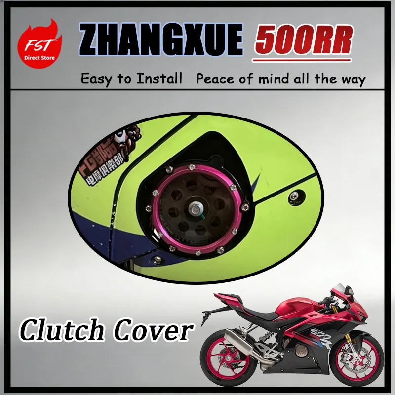 FOR ZHANGXUE 500RR CNC Aluminum Clear Clutch Side Cover Visible PC Clutch Protector Hollow Front Crankcase Cover for Motorcycle