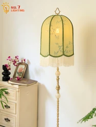 Chinese Classical Vintage Lantern Floor Lamp LED E27 Fabric Art Decorative Stand Lights Living Room Restaurant Teahouse Study